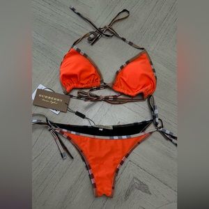 Burberry orange and black bikini size Small with tags